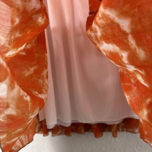 Tie Dye Boho Skirt Ruffle Midi Skirts A-Line Orange Louis Dell'Olio Size M - Picture 7 of 12